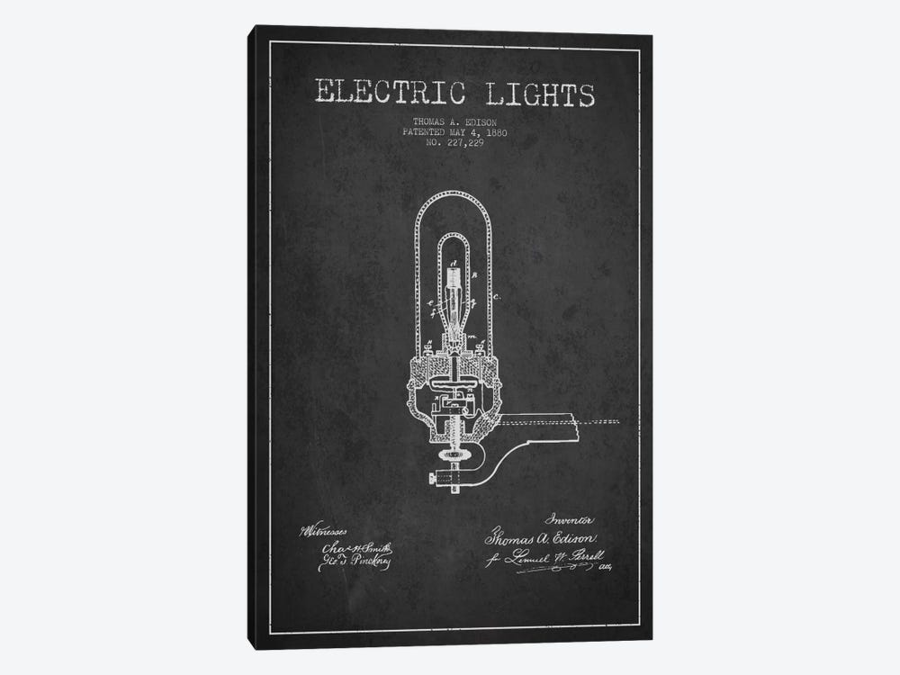 Electric Lights Charcoal Patent Blueprint by Aged Pixel 1-piece Art Print
