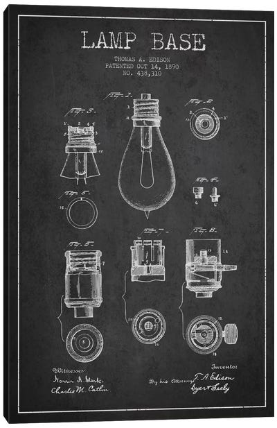 Lamp Base Charcoal Patent Blueprint Canvas Art Print - Electronics & Communication Blueprints