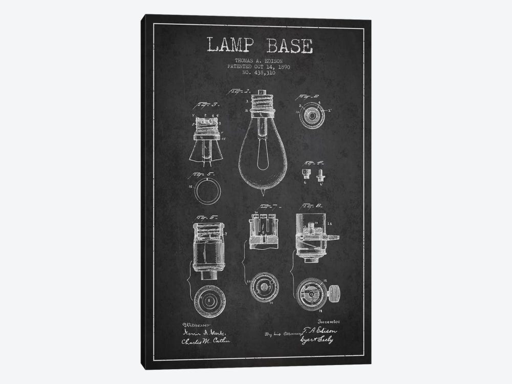 Lamp Base Charcoal Patent Blueprint by Aged Pixel 1-piece Canvas Artwork