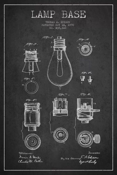 Aged Pixel: Lamp Base Charcoal Patent Blueprint by Aged Pixel