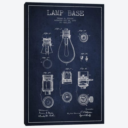 Lamp Base Navy Blue Patent Blueprint Canvas Print #ADP578} by Aged Pixel Canvas Print