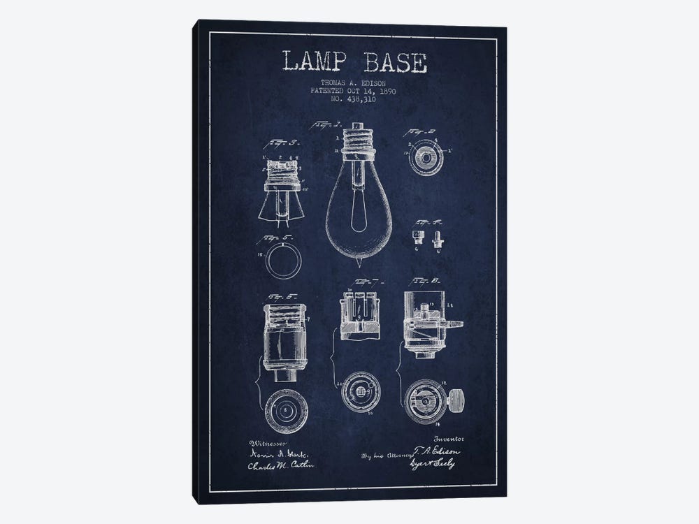 Lamp Base Navy Blue Patent Blueprint by Aged Pixel 1-piece Canvas Art