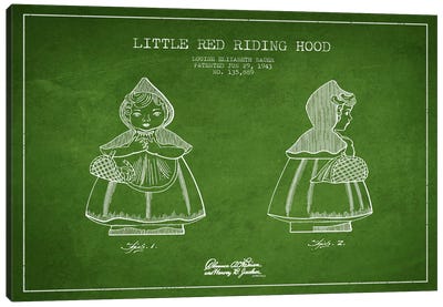 Little Red Riding Hood Green Patent Blueprint Canvas Art Print - Dolls