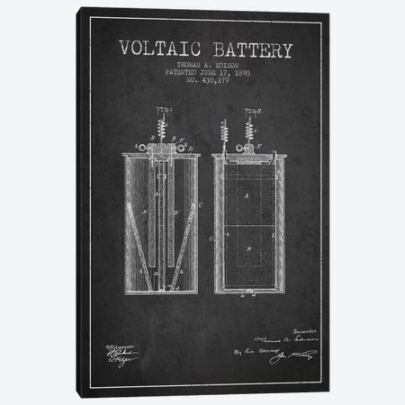 Voltaic Battery Charcoal Patent Blueprint Canvas Print #ADP586} by Aged Pixel Art Print