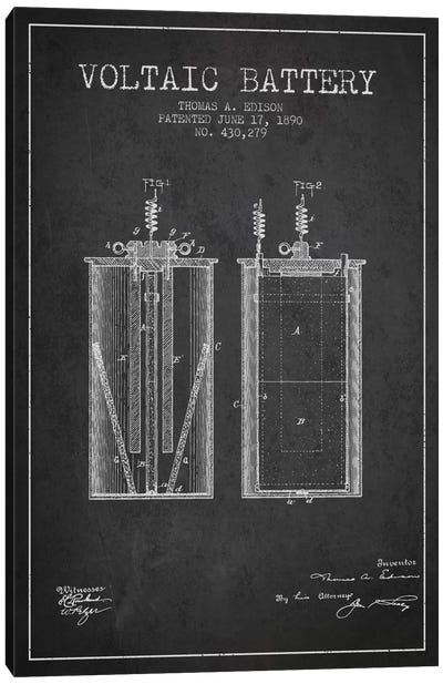 Voltaic Battery Charcoal Patent Blueprint Canvas Art Print - Electronics & Communication Blueprints