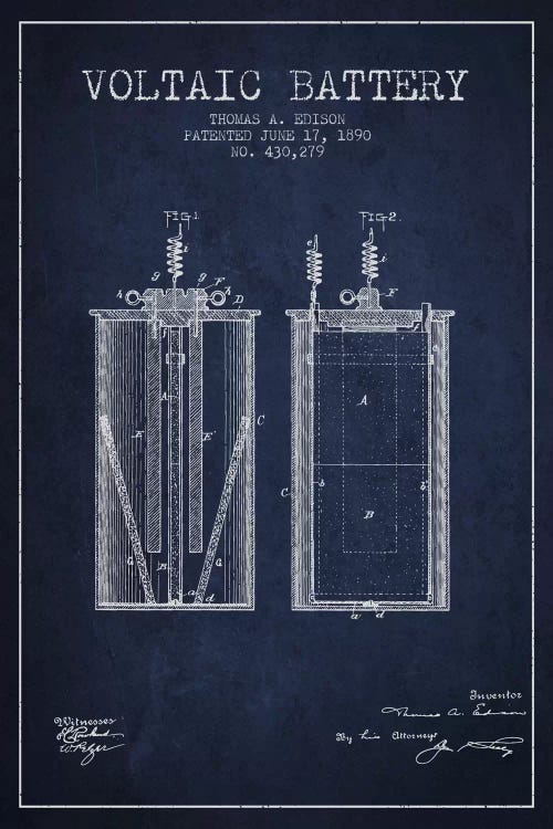 Voltaic Battery Navy Blue Patent Blueprint