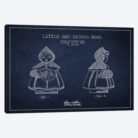 Little Red Riding Hood Navy Blue Patent Blueprint Canvas Print #ADP58} by Aged Pixel Canvas Print