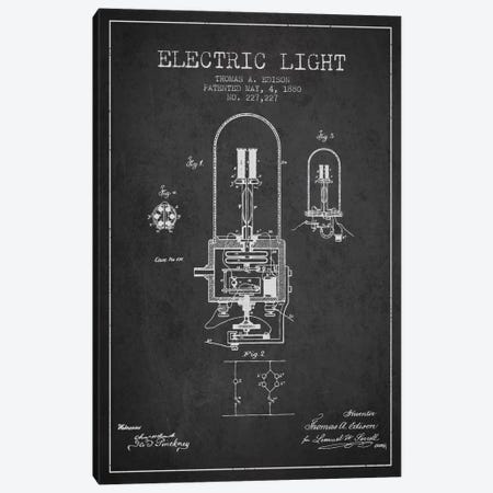 Electric Light Charcoal Patent Blueprint Canvas Print #ADP596} by Aged Pixel Canvas Art
