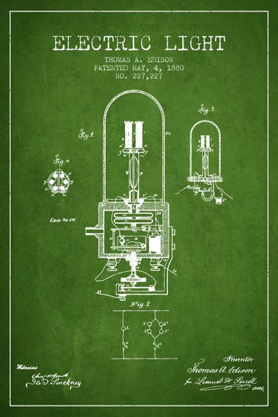 Electric Light Green Patent Blueprint