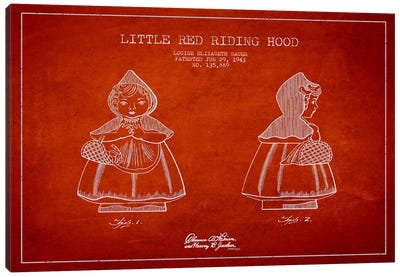 Little Red Riding Hood Red Patent Blueprint Canvas Art Print - Toys & Collectibles