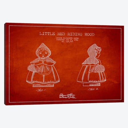 Little Red Riding Hood Red Patent Blueprint Canvas Print #ADP59} by Aged Pixel Canvas Art Print