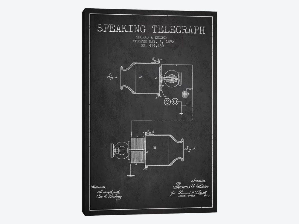 Speaking Tele Charcoal Patent Blueprint by Aged Pixel 1-piece Canvas Print