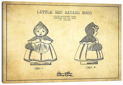 Little Red Riding Hood Vintage Patent Blueprint Canvas Art Print - Toy & Game Blueprints