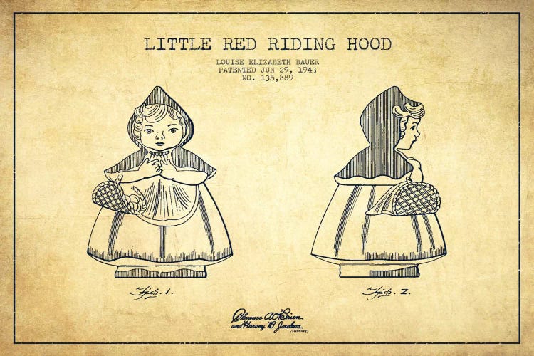 Little Red Riding Hood Vintage Patent Blueprint