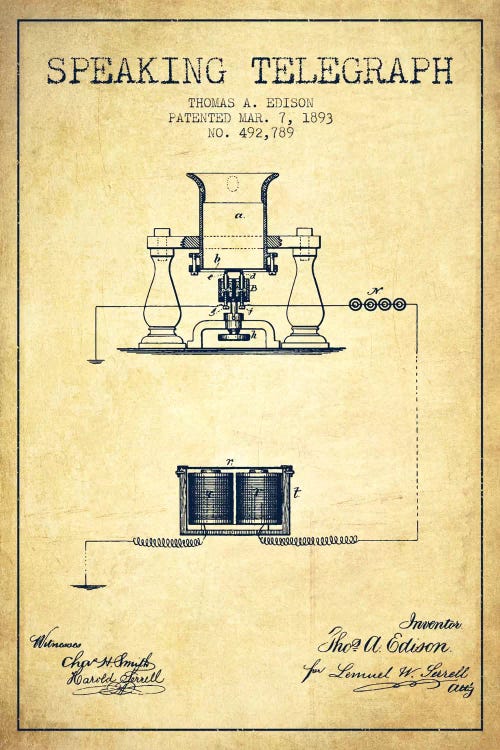 Speaking Tele Vintage Patent Blueprint