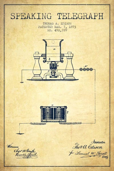 Electronics & Communication Blueprints: Speaking Tele Vintage Patent Blueprint by Aged Pixel