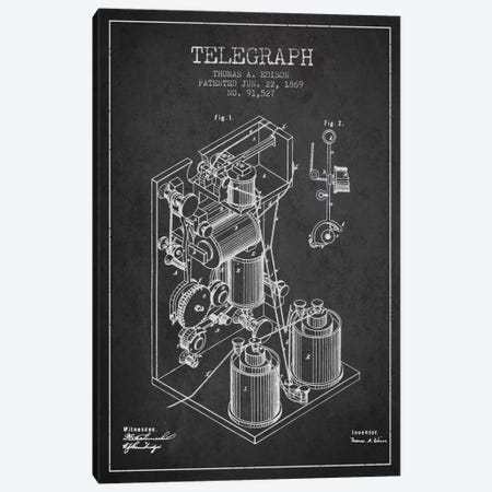 Telegraph Charcoal Patent Blueprint Canvas Print #ADP616} by Aged Pixel Art Print