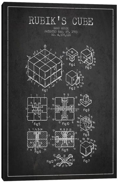 Rubik Dark Patent Blueprint Canvas Art Print - Aged Pixel: Toys & Games