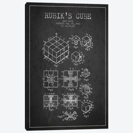 Rubik Dark Patent Blueprint Canvas Print #ADP61} by Aged Pixel Canvas Artwork