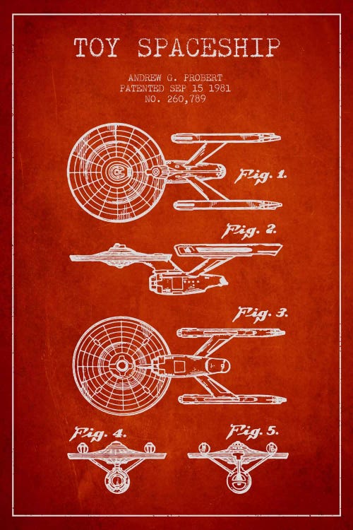 Toy Spaceship Red Patent Blueprint