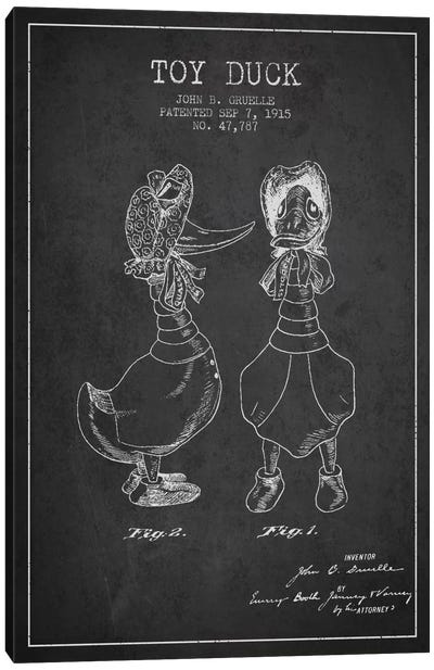 Female Duck Dark Patent Blueprint Canvas Art Print - Toy & Game Blueprints