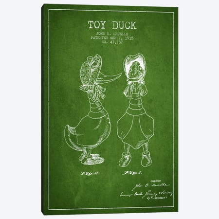 Female Duck Green Patent Blueprint Canvas Print #ADP630} by Aged Pixel Canvas Art