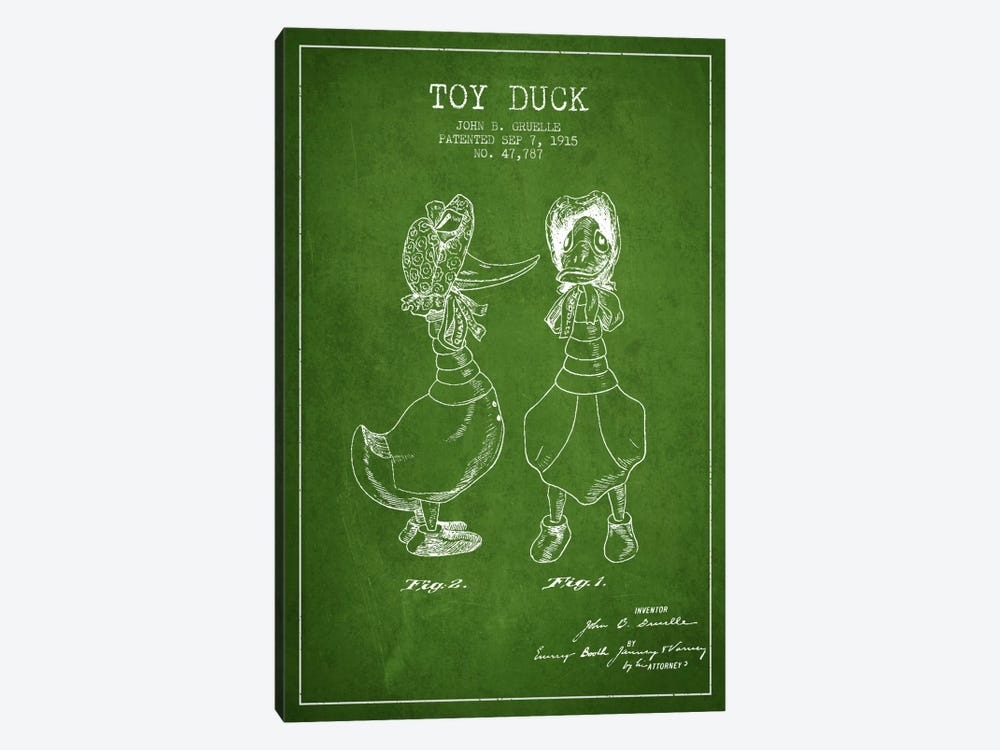 Female Duck Green Patent Blueprint by Aged Pixel 1-piece Canvas Wall Art