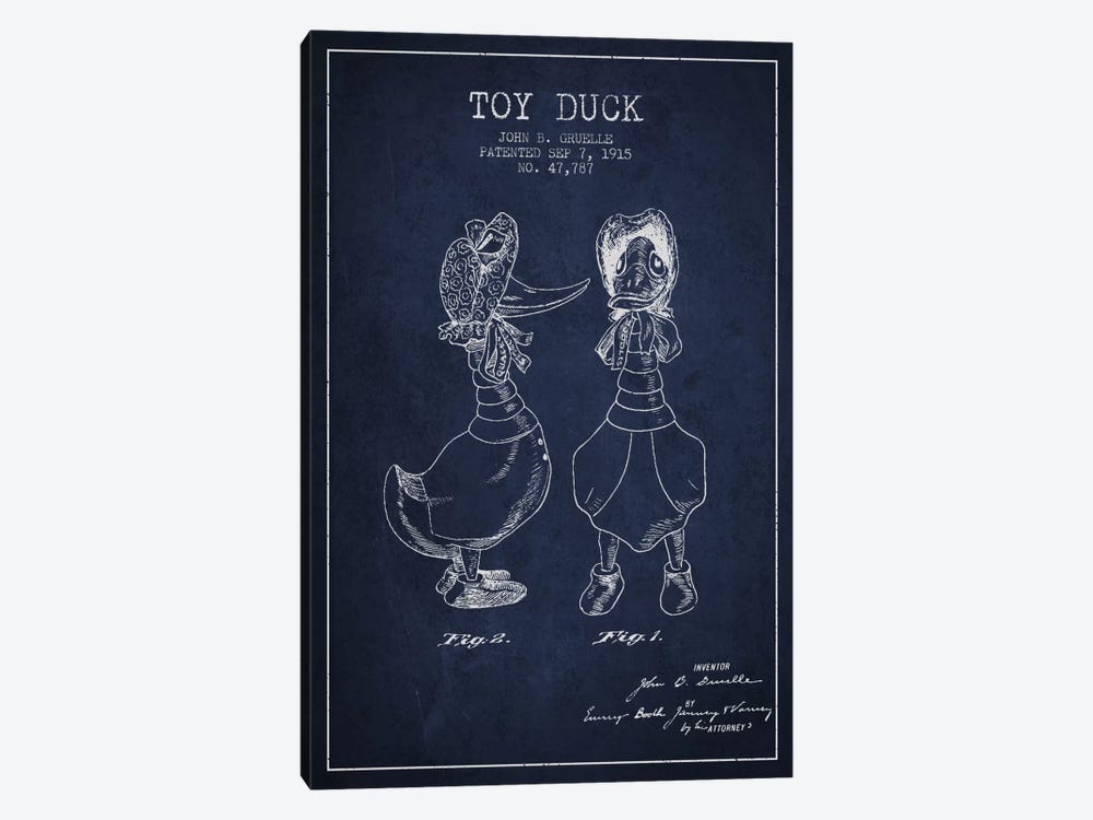 Female Duck Navy Blue Patent Blueprint by Aged Pixel 1-piece Art Print