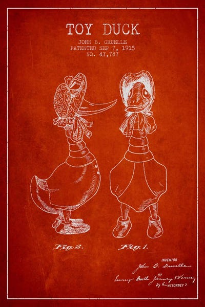 Toy & Game Blueprints: Female Duck Red Patent Blueprint by Aged Pixel
