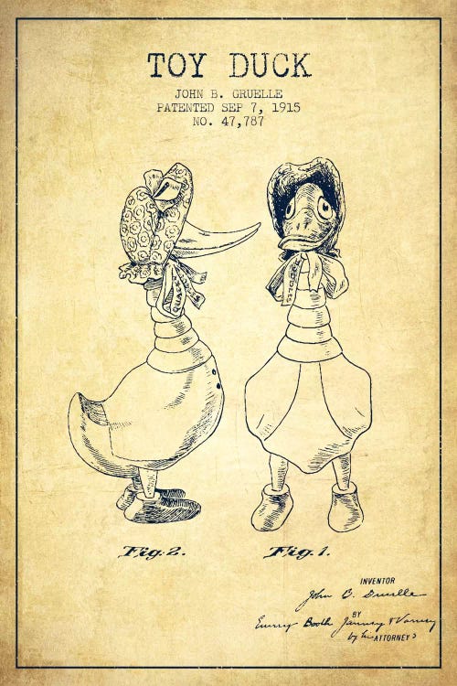 Female Duck Vintage Patent Blueprint