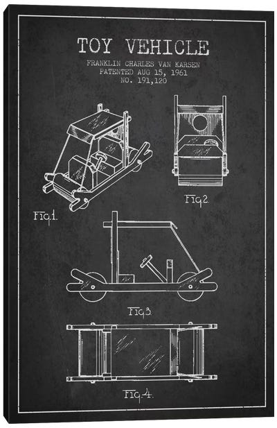 Flinstone Dark Patent Blueprint Canvas Art Print - Aged Pixel: Toys & Games