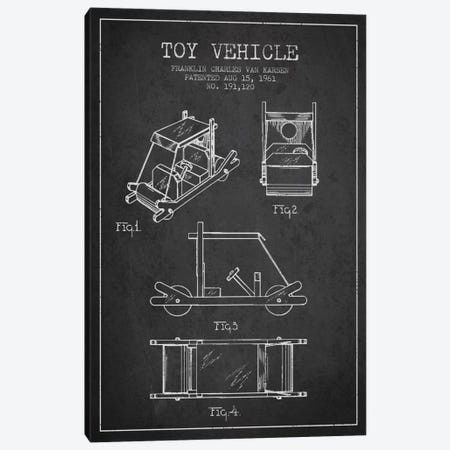 Flinstone Dark Patent Blueprint Canvas Print #ADP634} by Aged Pixel Art Print
