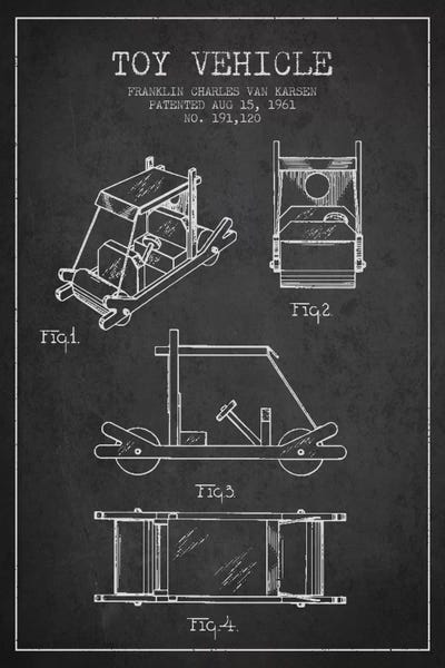 Black & White Pop Culture Art: Flinstone Dark Patent Blueprint by Aged Pixel
