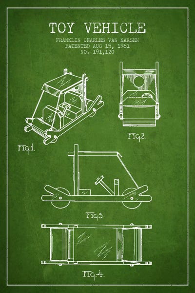 Toy & Game Blueprints: Flinstone Green Patent Blueprint by Aged Pixel