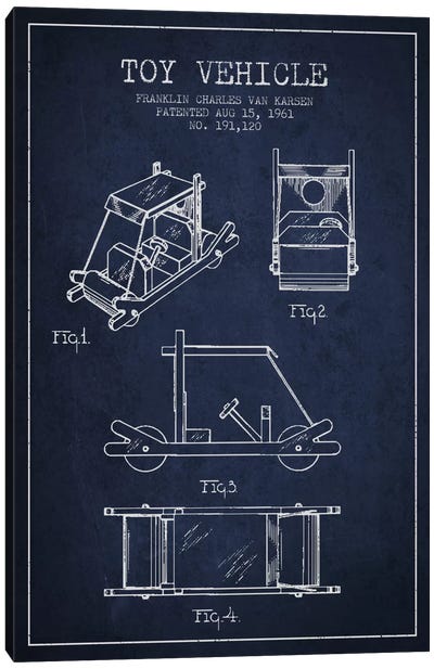 Flinstone Navy Blue Patent Blueprint Canvas Art Print - Toys