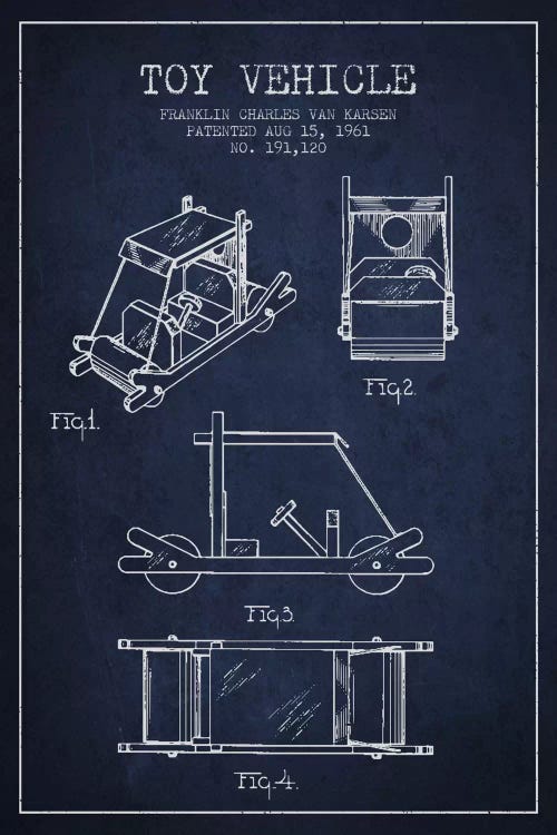 Flinstone Navy Blue Patent Blueprint by Aged Pixel wall art