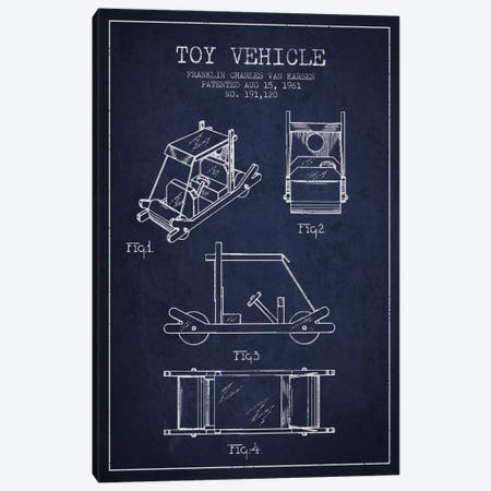 Flinstone Navy Blue Patent Blueprint Canvas Print #ADP636} by Aged Pixel Art Print