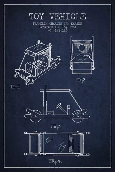Toy & Game Blueprints: Flinstone Navy Blue Patent Blueprint by Aged Pixel