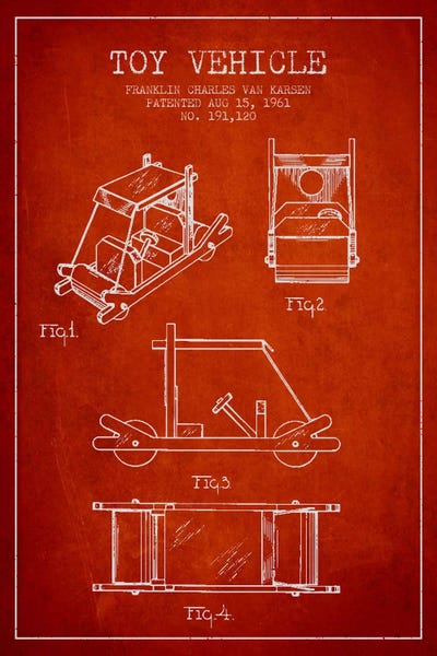 Toy & Game Blueprints: Flinstone Red Patent Blueprint by Aged Pixel