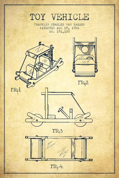 Toy & Game Blueprints: Flinstone Vintage Patent Blueprint by Aged Pixel