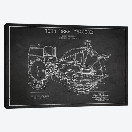 John Deer Charcoal Patent Blueprint Canvas Print #ADP639} by Aged Pixel Canvas Artwork