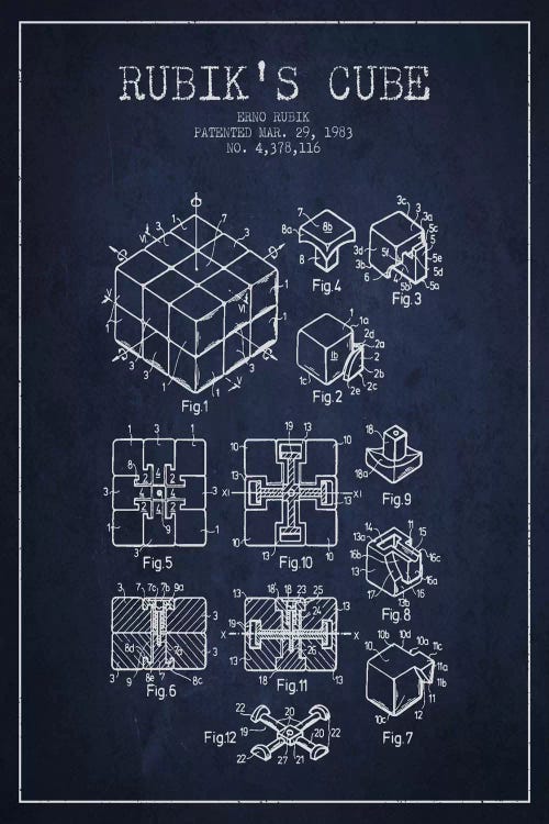 Rubik Navy Blue Patent Blueprint