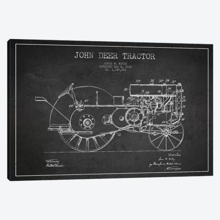 John Deer 3 Charcoal Patent Blueprint Canvas Print #ADP649} by Aged Pixel Canvas Print