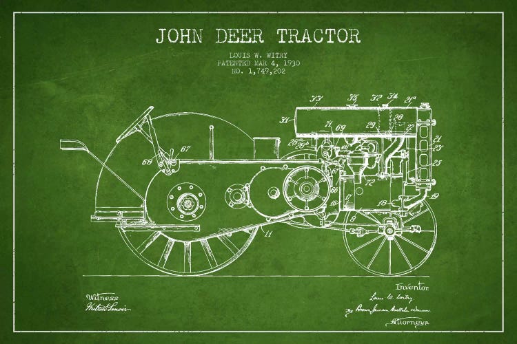 John Deer Green Patent Blueprint