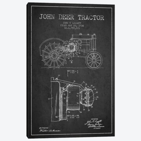 John Deer 4 Charcoal Patent Blueprint Canvas Print #ADP654} by Aged Pixel Art Print