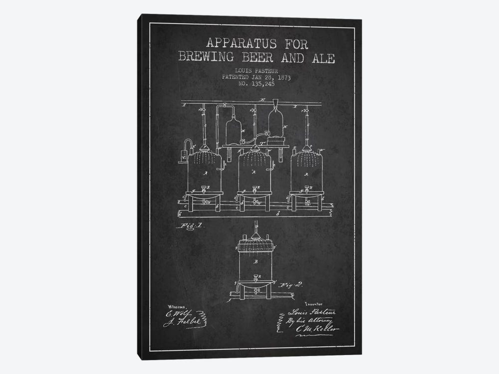 Ale Apparatus Charcoal Patent Blueprint by Aged Pixel 1-piece Canvas Art Print