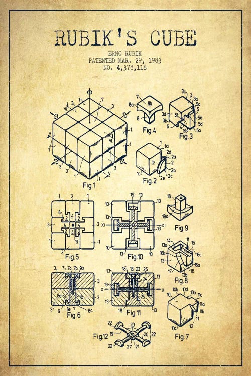 Rubik Vintage Patent Blueprint