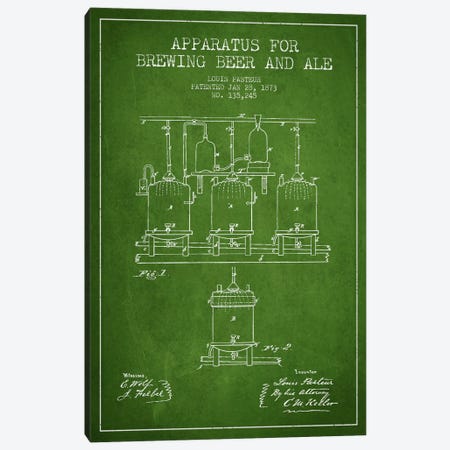 Ale Apparatus Green Patent Blueprint Canvas Print #ADP660} by Aged Pixel Canvas Art Print