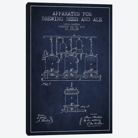Ale Apparatus Navy Blue Patent Blueprint Canvas Print #ADP661} by Aged Pixel Canvas Print