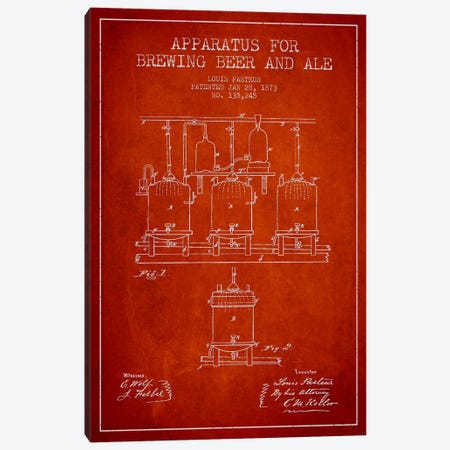 Ale Apparatus Red Patent Blueprint Canvas Print #ADP662} by Aged Pixel Canvas Print